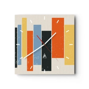 Zegar ścienny - Kolorowe prostokąty w nowoczesnym układzie - 30x30cm - Zapis muzyki - Nowoczesna dekoracja ścienna do salonu i sypialni ARTTOR
