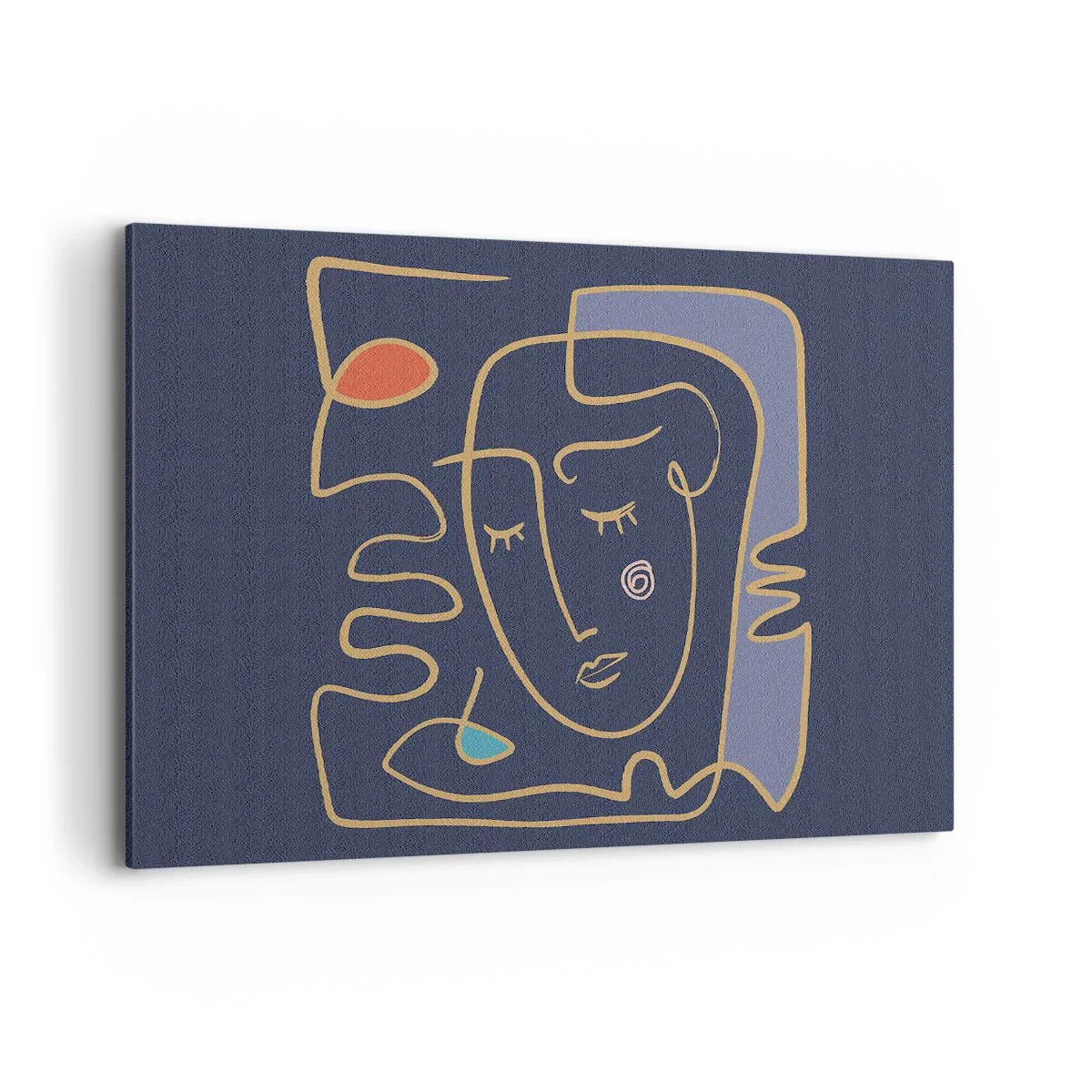 Obraz na płótnie - Abstrakcyjny portret twarzy w minimalistycznym stylu - 100x70cm - W zamyśleniu - Nowoczesna dekoracja ścienna do salonu, kuchni i sypialni ARTTOR