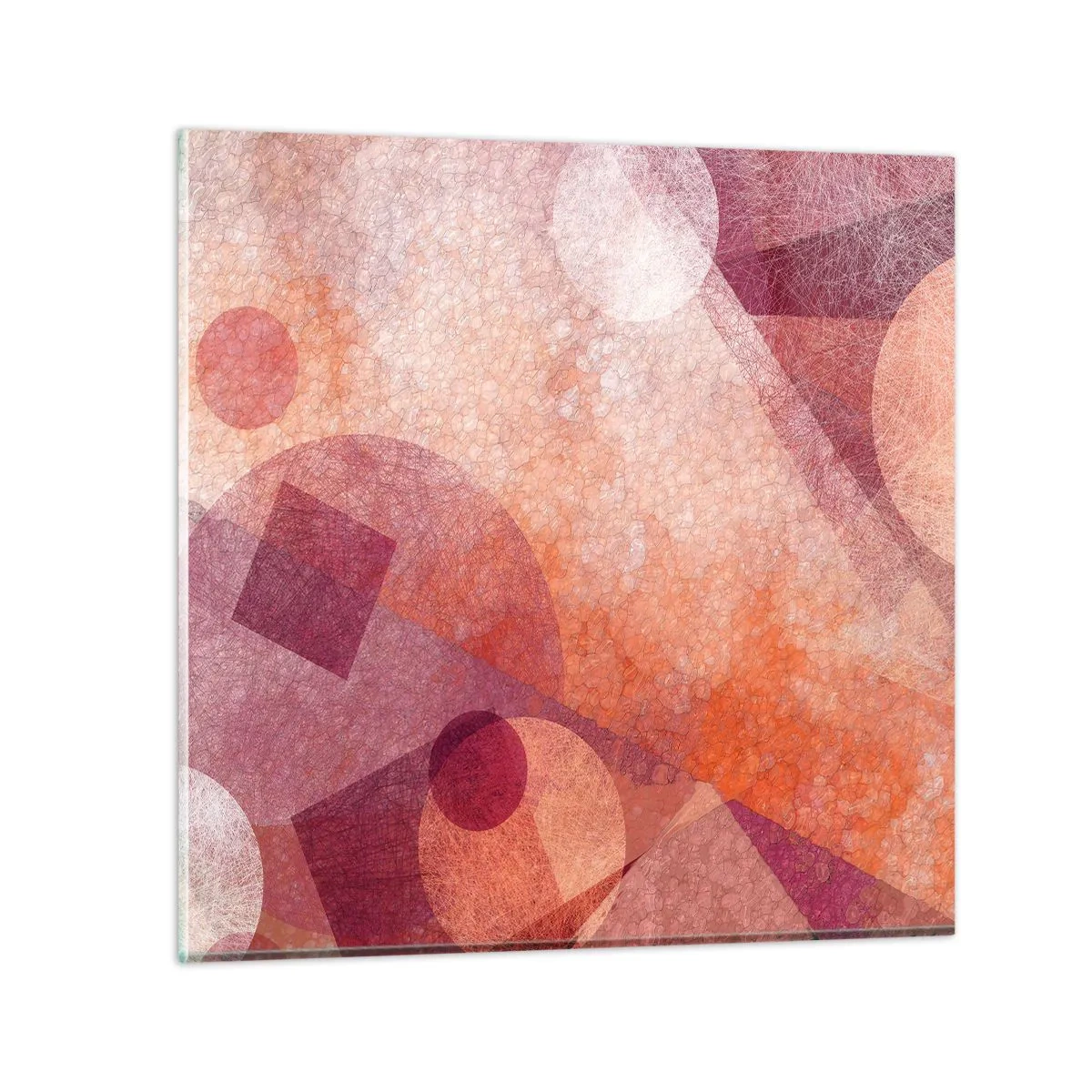 Obraz na szkle - Przekształcenia geometryczne w różu - 50x50 cm