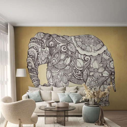 Fototapeta Premium Sand - Słoń się zasłonił - Słoń, Indyjski, Zwierzę - 350x256 cm