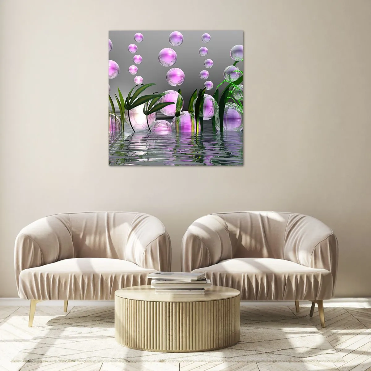 Obraz na szkle - Refleksyjna kompozycja lekkości i życia - 30x30 cm