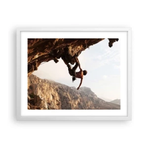 Plakat w białej ramie - Świat skurczony w garści na obrywie głazu - 50x40 cm