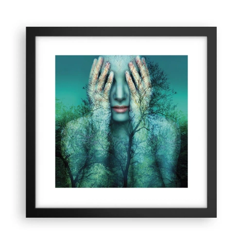 Plakat w czarnej ramie - Zanurzona w błękicie - 30x30 cm