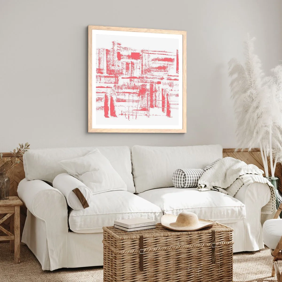 Plakat w ramie jasny dąb - Czerwone miasto - 40x40 cm