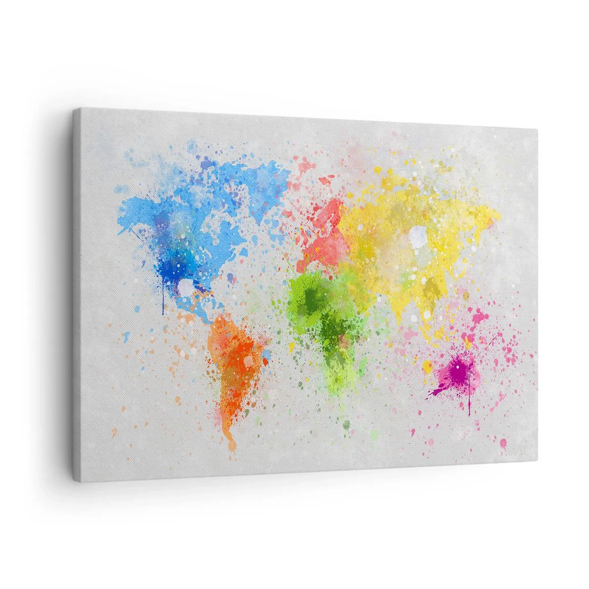 Obraz na płótnie - Wszystkie barwy świata - Mapa świata w kolorowej akwarelowej interpretacji - 70x50cm