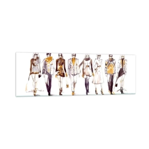Obraz na szkle - Szkic grupy osób w stylizacjach modowych - 160x50cm - Niewymuszony szyk, swobodna elegancja - Nowoczesna dekoracja ścienna do salonu i sypialni ARTTOR