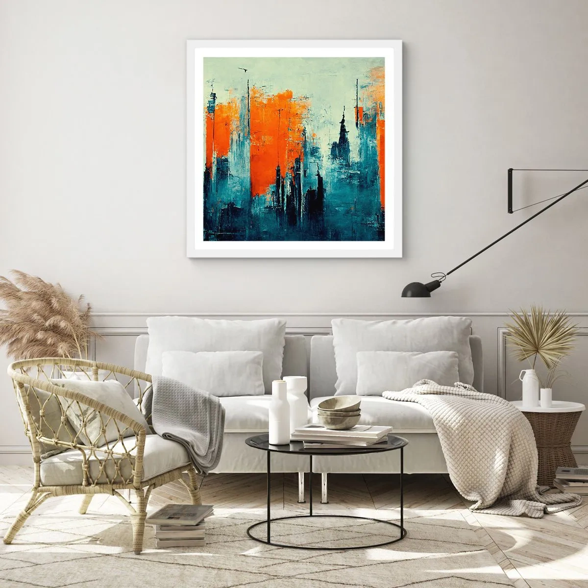 Plakat w białej ramie - Pejzaż nowoczesny - 30x30 cm