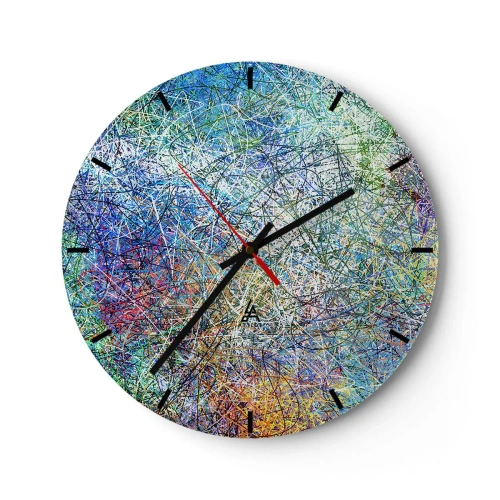 Zegar ścienny - Abstrakcyjny, kolorowy motyw z chaotycznymi liniami i plamami - 30x30cm - To nie takie proste - Nowoczesna dekoracja ścienna do salonu, kuchni i sypialni ARTTOR