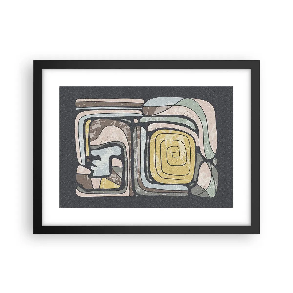 Plakat w czarnej ramie - Abstrakcja w duchu prekolumbijskim - 40x30 cm