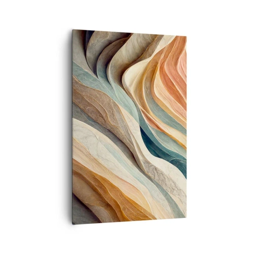 Obraz na płótnie - Abstrakcyjne fale w pastelowych odcieniach - 80x120cm - Chwila przed zmianą - Nowoczesna dekoracja ścienna do salonu i sypialni ARTTOR