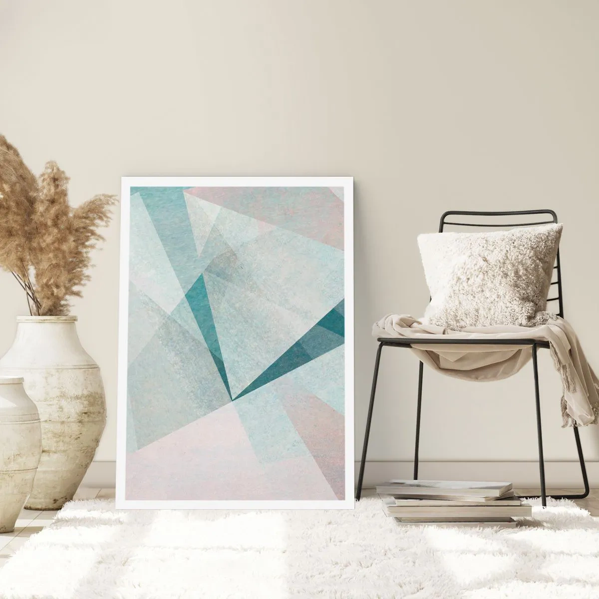 Plakat - Geometryczne kształty w pastelowych odcieniach - 50x70cm - Spokojnie choć dynamicznie - Nowoczesna dekoracja ścienna do salonu, kuchni i sypialni ARTTOR