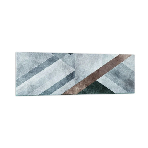 Obraz na szkle - Geometryczne formy w chłodnych odcieniach błękitu i brązu - 160x50cm - Wyszukana elegancja geometrii - Nowoczesna dekoracja ścienna do salonu i sypialni ARTTOR