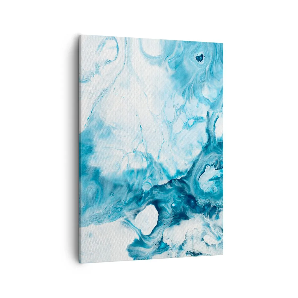 Obraz na płótnie - Abstrakcyjna kompozycja w odcieniach błękitu i bieli - 50x70cm - Koncert błękitu - Nowoczesna dekoracja ścienna do salonu, kuchni i sypialni ARTTOR