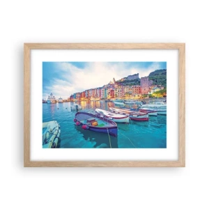 Plakat w ramie jasny dąb - Kolorowy wieczór w porcie - 40x30 cm