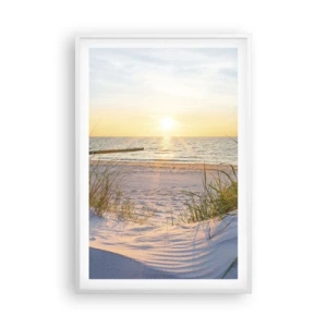 Plakat w białej ramie - Morza szum, ptaków śpiew, dzika plaża pośród traw… - 61x91 cm