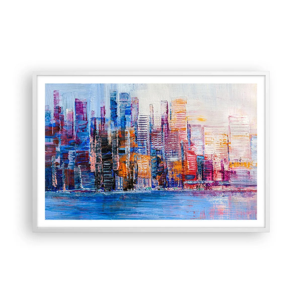 Plakat w białej ramie - Radosna metropolia - 91x61 cm