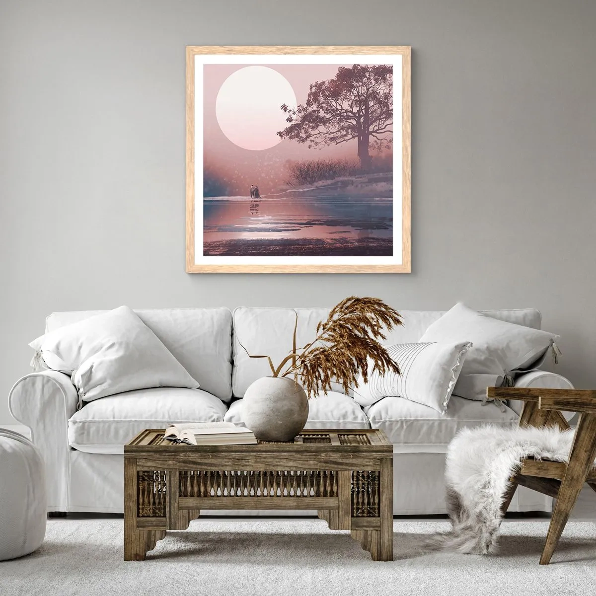 Plakat w ramie jasny dąb - Nocne dziwy - 40x40 cm