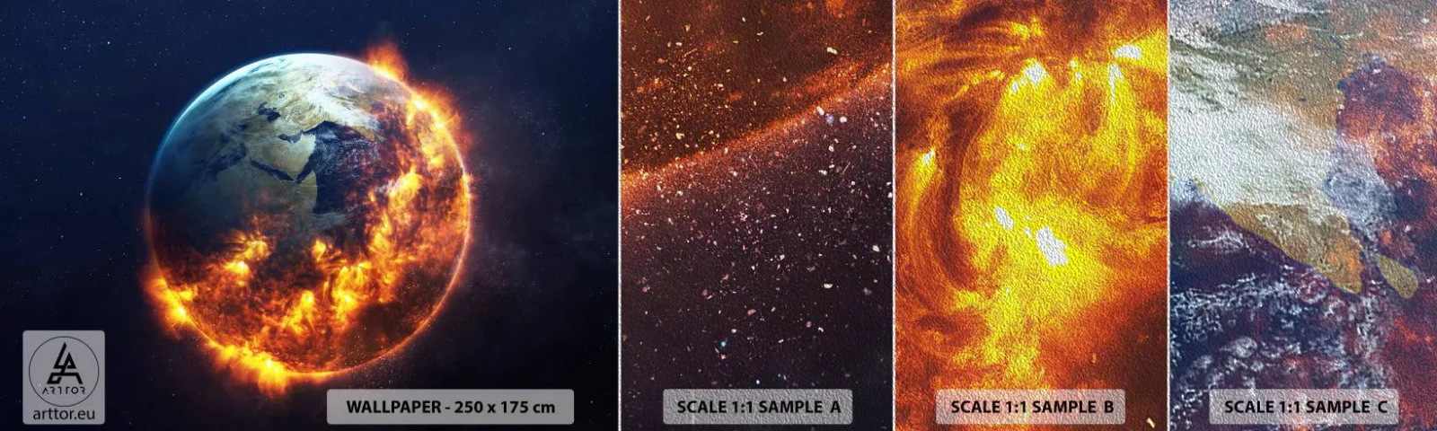 Fototapeta Próbka Premium Sand - Płomień apokalipsy - Kosmos, Planeta Ziemia, Płomienie Ognia - 100x30 cm