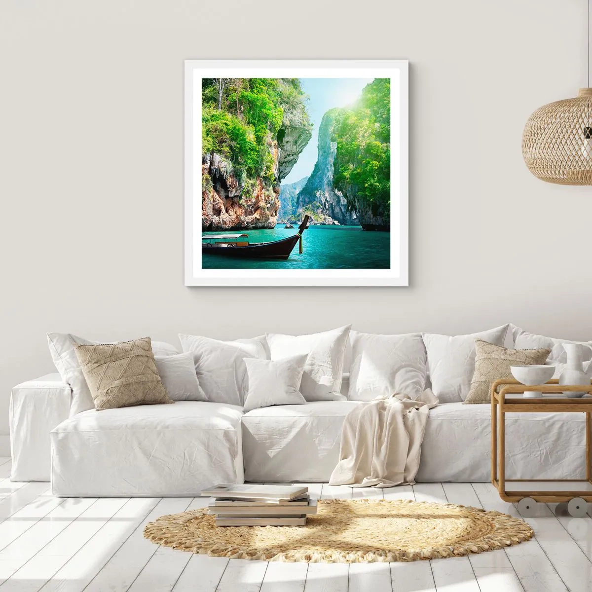 Plakat w białej ramie - Zaproszenie do egzotycznej podróży - 40x40 cm