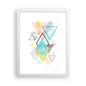 Plakat w białej ramie - Igraszka geometryczna - 30x40 cm