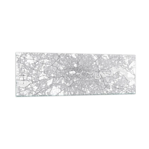 Obraz na szkle - Minimalistyczna mapa miasta w odcieniach szarości - 160x50cm - Mapa londyńskiego labiryntu - Nowoczesna dekoracja ścienna do salonu i sypialni ARTTOR