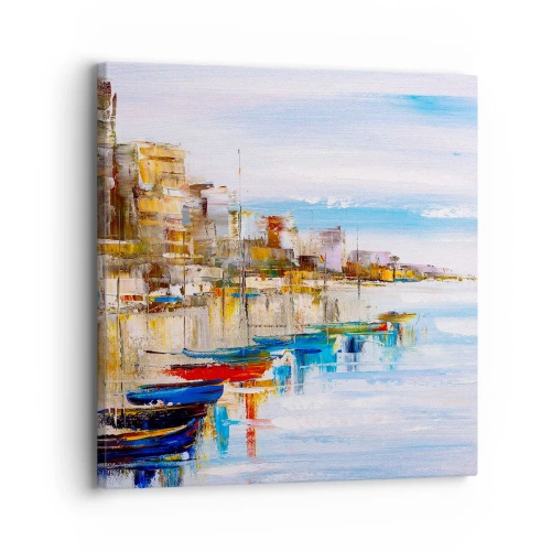 Obraz na płótnie - Wielobarwna miejska przystań - 30x30 cm