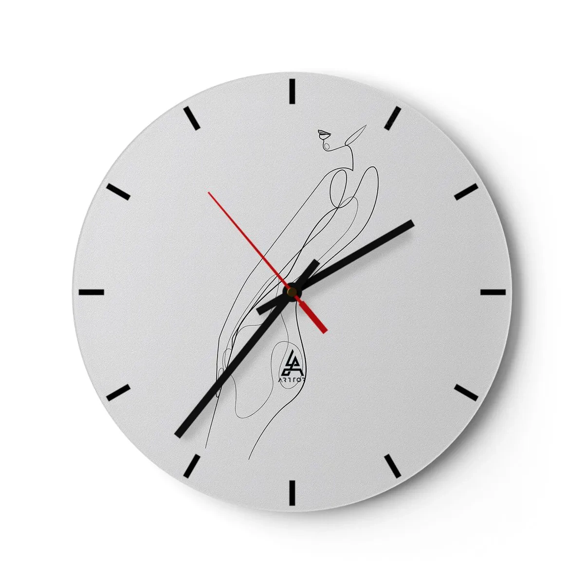 Zegar ścienny - Minimalistyczna linia kobiecej sylwetki na białym tle - 30x30cm - Zaledwie obietnica - Nowoczesna dekoracja ścienna do salonu, kuchni i sypialni ARTTOR