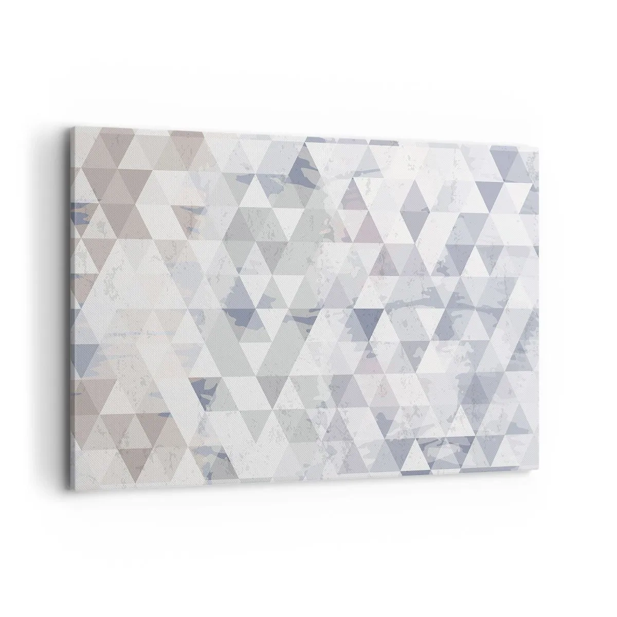 Obraz na płótnie - Geometryczny wzór z trójkątów w pastelowych odcieniach - 100x70cm - W rytmie na trzy - Nowoczesna dekoracja ścienna do salonu, kuchni i sypialni ARTTOR