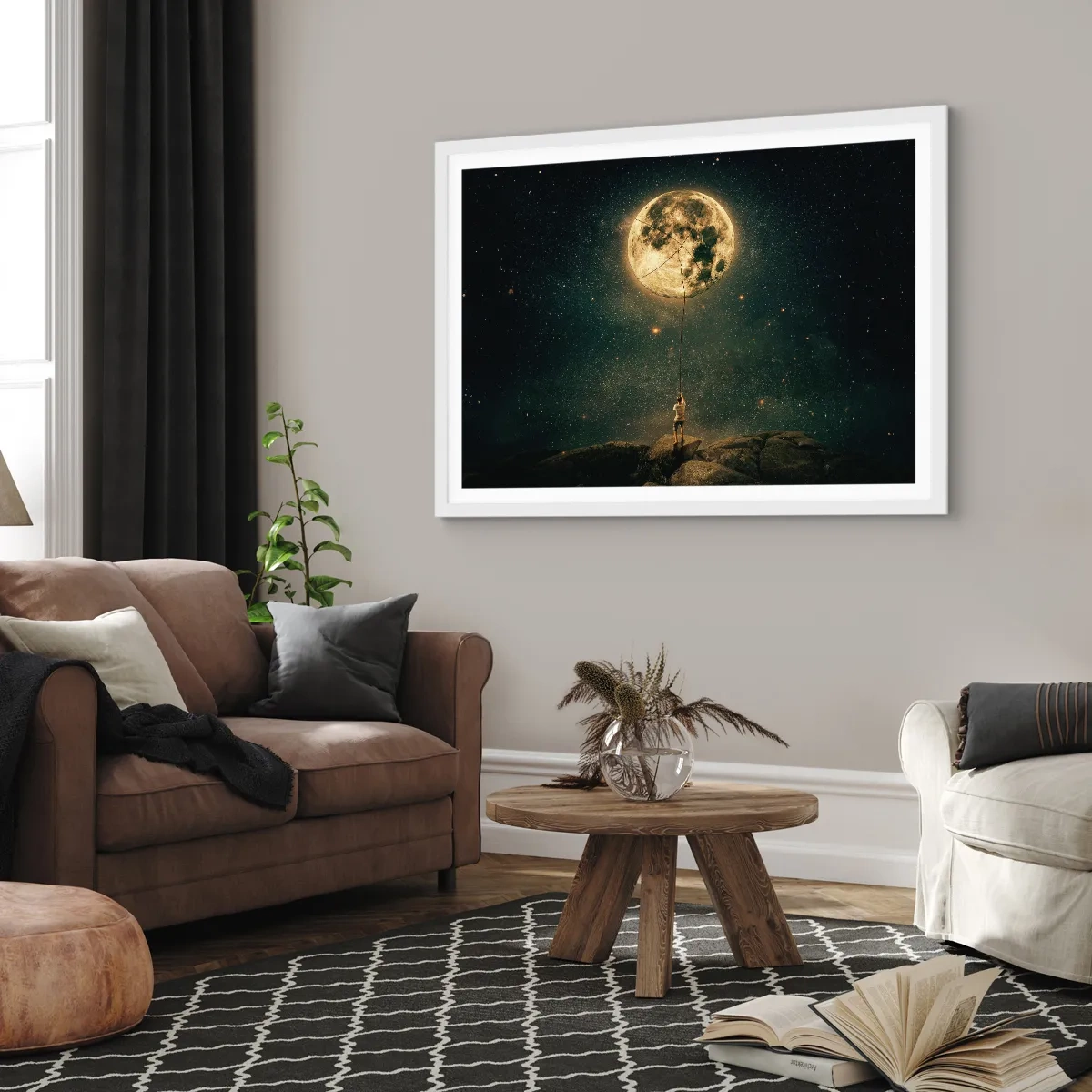 Plakat w białej ramie - Jeden taki, co ukradł Księżyc - 100x70 cm