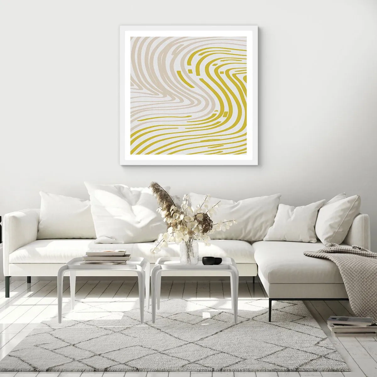 Plakat w białej ramie - Kompozycja z łagodnym ugięciem - 30x30 cm