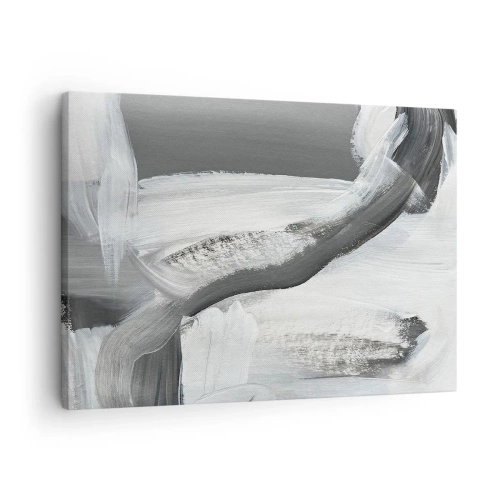 Obraz na płótnie - Szaro-biała abstrakcja z dynamicznymi liniami - 70x50cm - Zdecydowanym ruchem - Nowoczesna dekoracja ścienna do salonu i sypialni ARTTOR