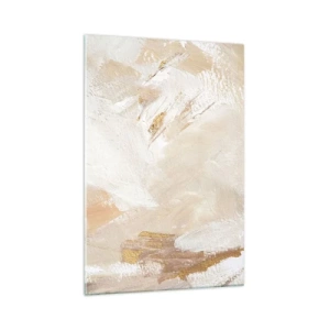 Obraz na szkle - Delikatne abstrakcyjne tony w odcieniach beżu i złota - 70x100cm - Pastelowa kompozycja - Nowoczesna dekoracja ścienna do salonu i sypialni ARTTOR