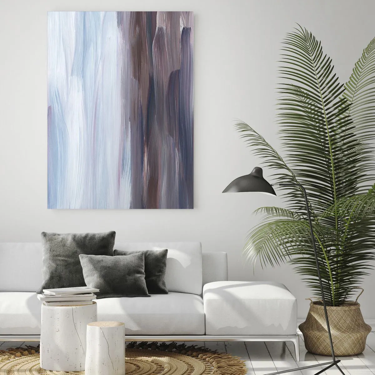 Obraz na szkle - Subtelna abstrakcja z delikatnymi pociągnięciami w pastelowych tonach - 80x120cm - Żywioły: woda - Nowoczesna dekoracja ścienna do salonu i sypialni ARTTOR