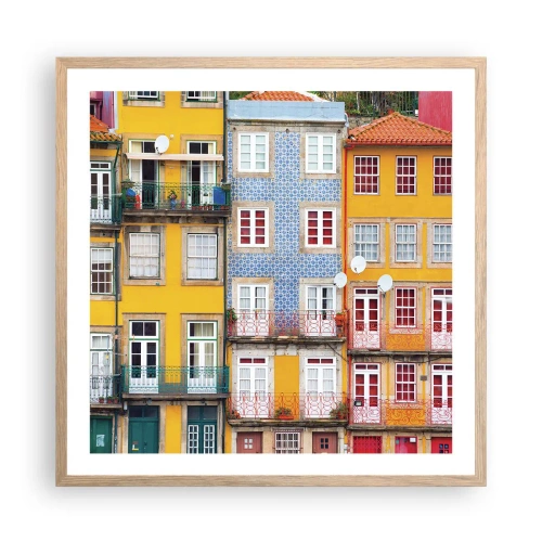 Plakat w ramie jasny dąb - Barwy starego miasta - 60x60 cm