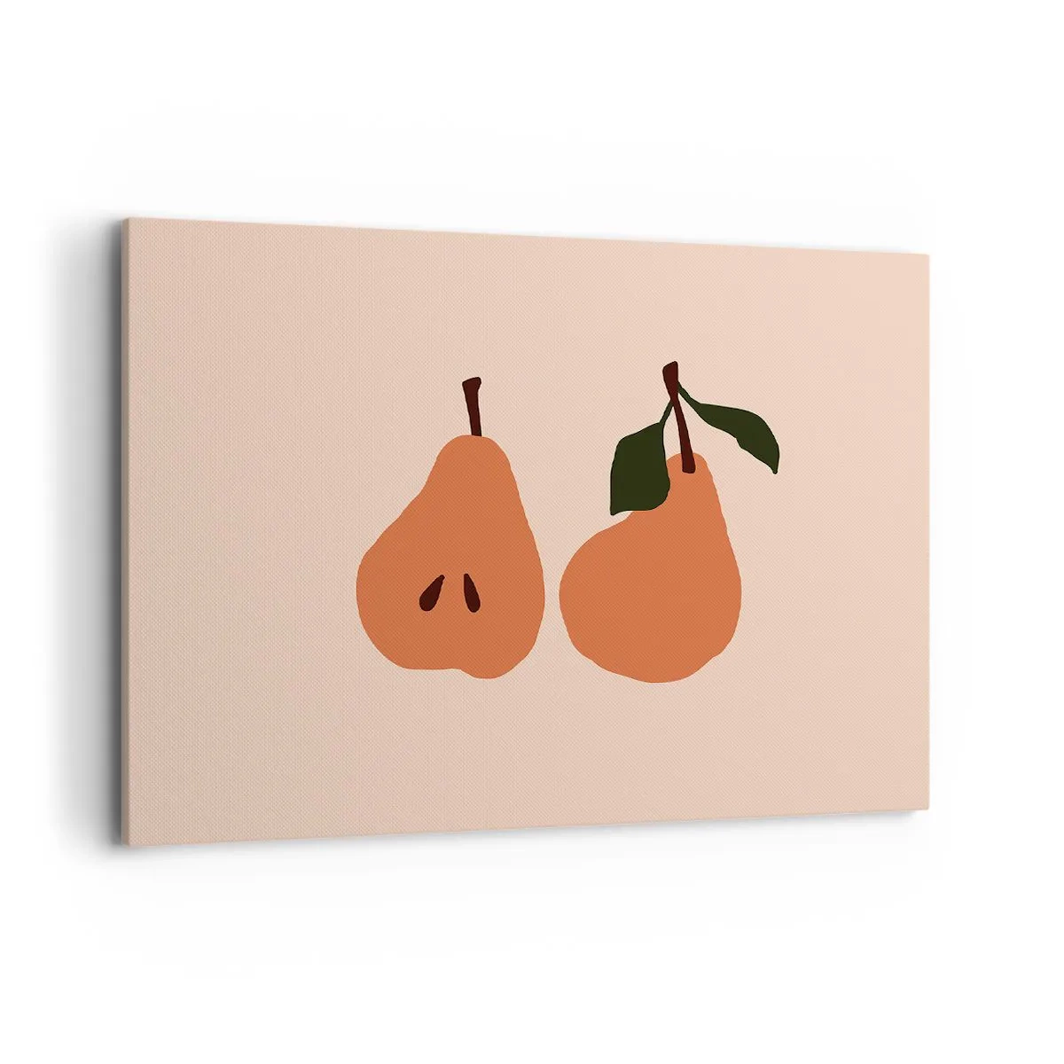 Obraz na płótnie - Minimalistyczna ilustracja dwóch gruszek na beżowym tle - 100x70cm - Sama słodycz - Nowoczesna dekoracja ścienna do salonu, kuchni i sypialni ARTTOR