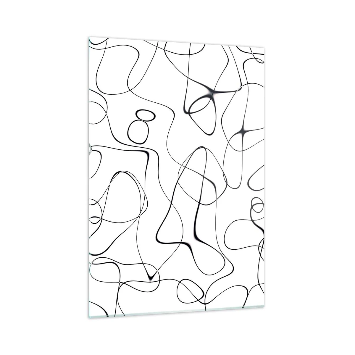 Obraz na szkle - Abstrakcyjne czarne linie na białym tle - 50x70cm - Ścieżki życia, koleje losu - Nowoczesna dekoracja ścienna do salonu, kuchni i sypialni ARTTOR