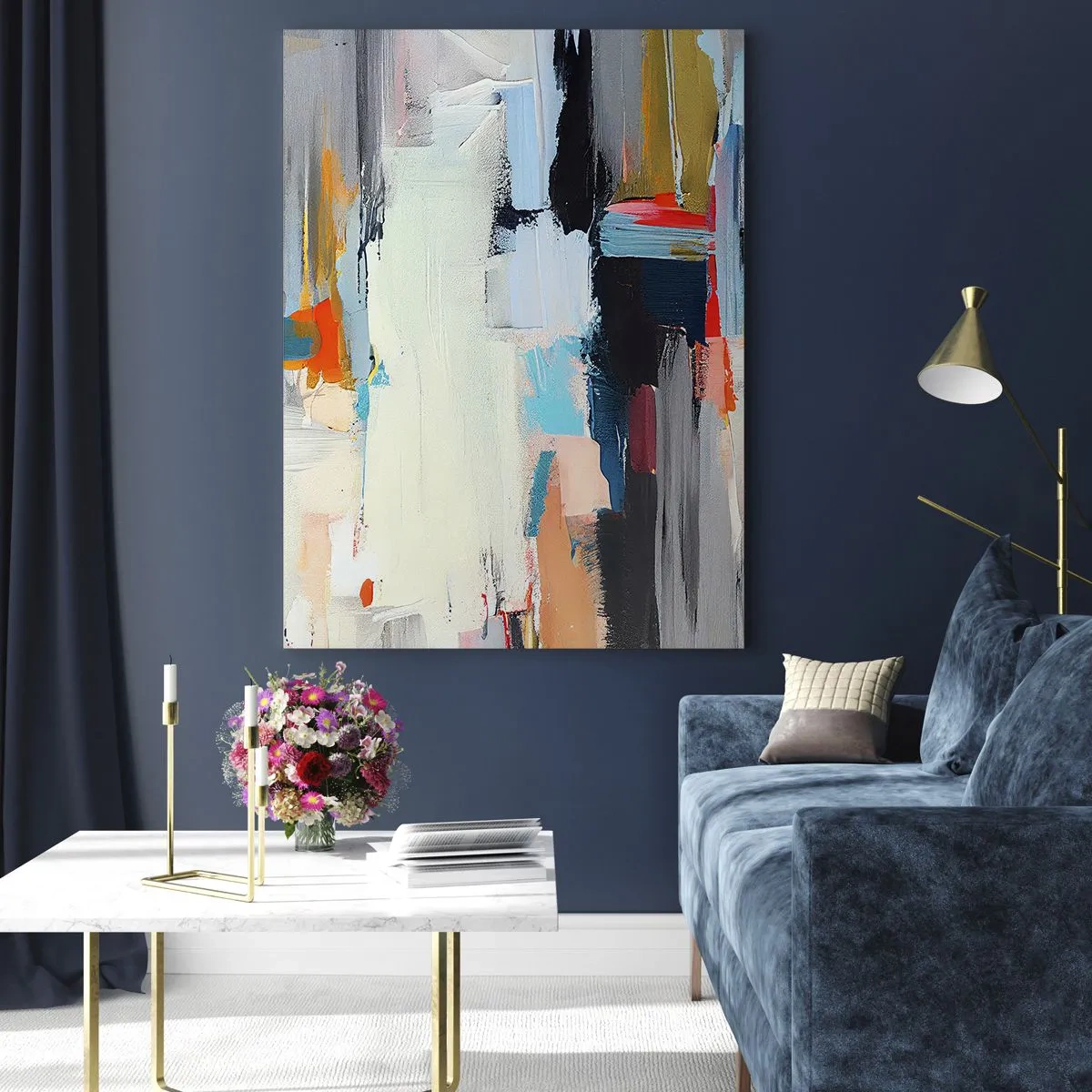 Obraz na szkle - Kolorowa abstrakcja z dynamicznymi pociągnięciami pędzla - 80x120cm - Jest metoda? - Nowoczesna dekoracja ścienna do salonu i sypialni ARTTOR