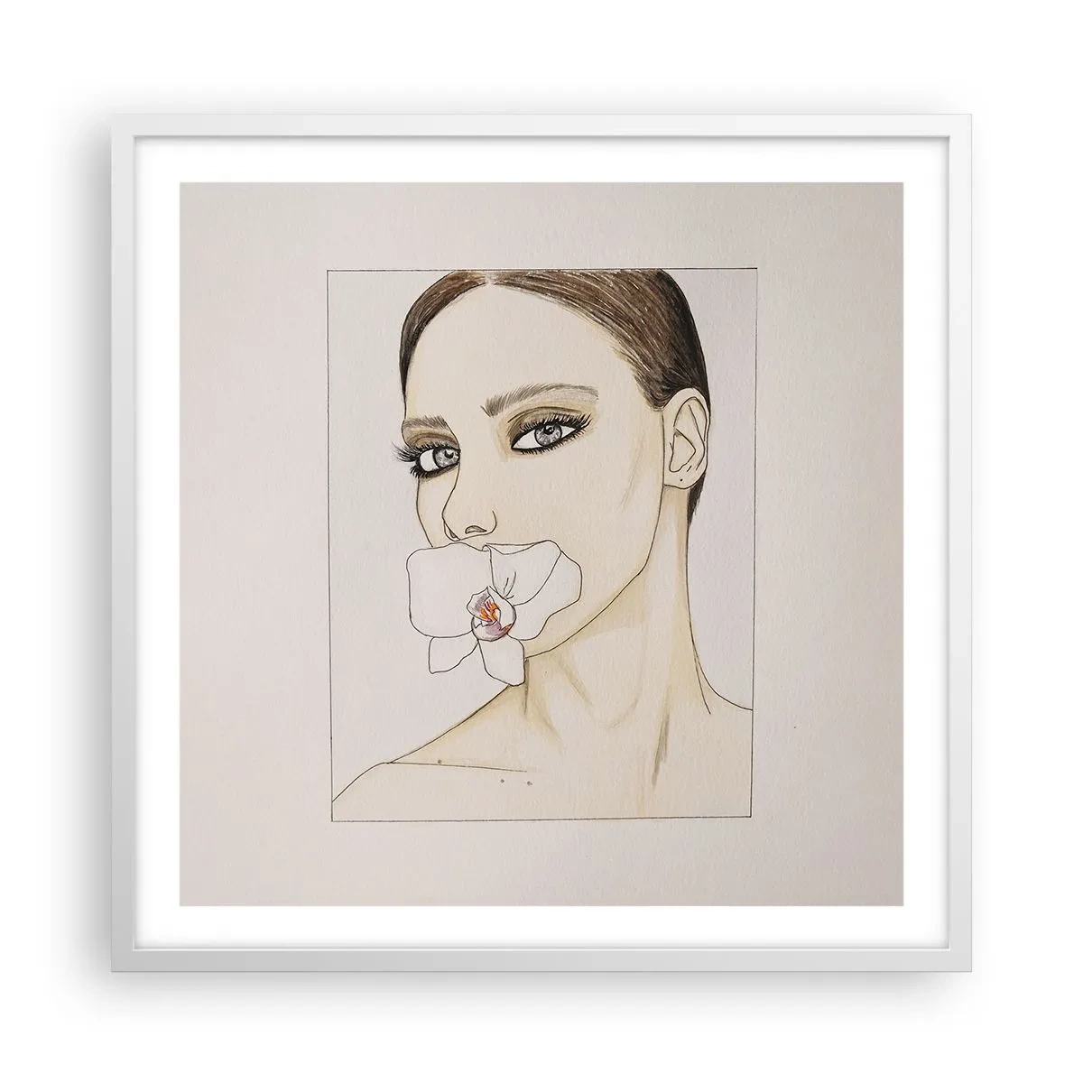 Plakat w białej ramie - Symbol elegancji i piękna - 60x60 cm