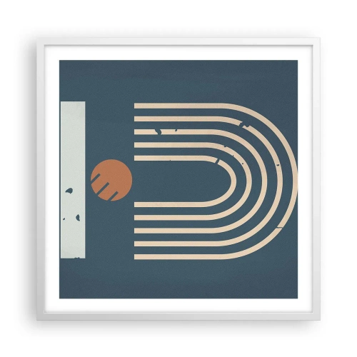 Plakat w białej ramie - Geometria na granacie - 60x60 cm
