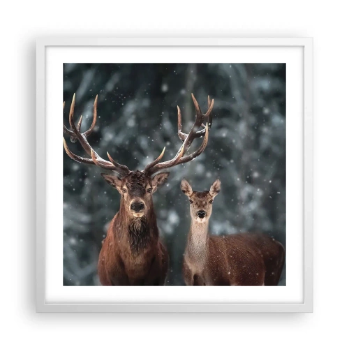Plakat w białej ramie - Pan lasu z małżonką - 50x50 cm