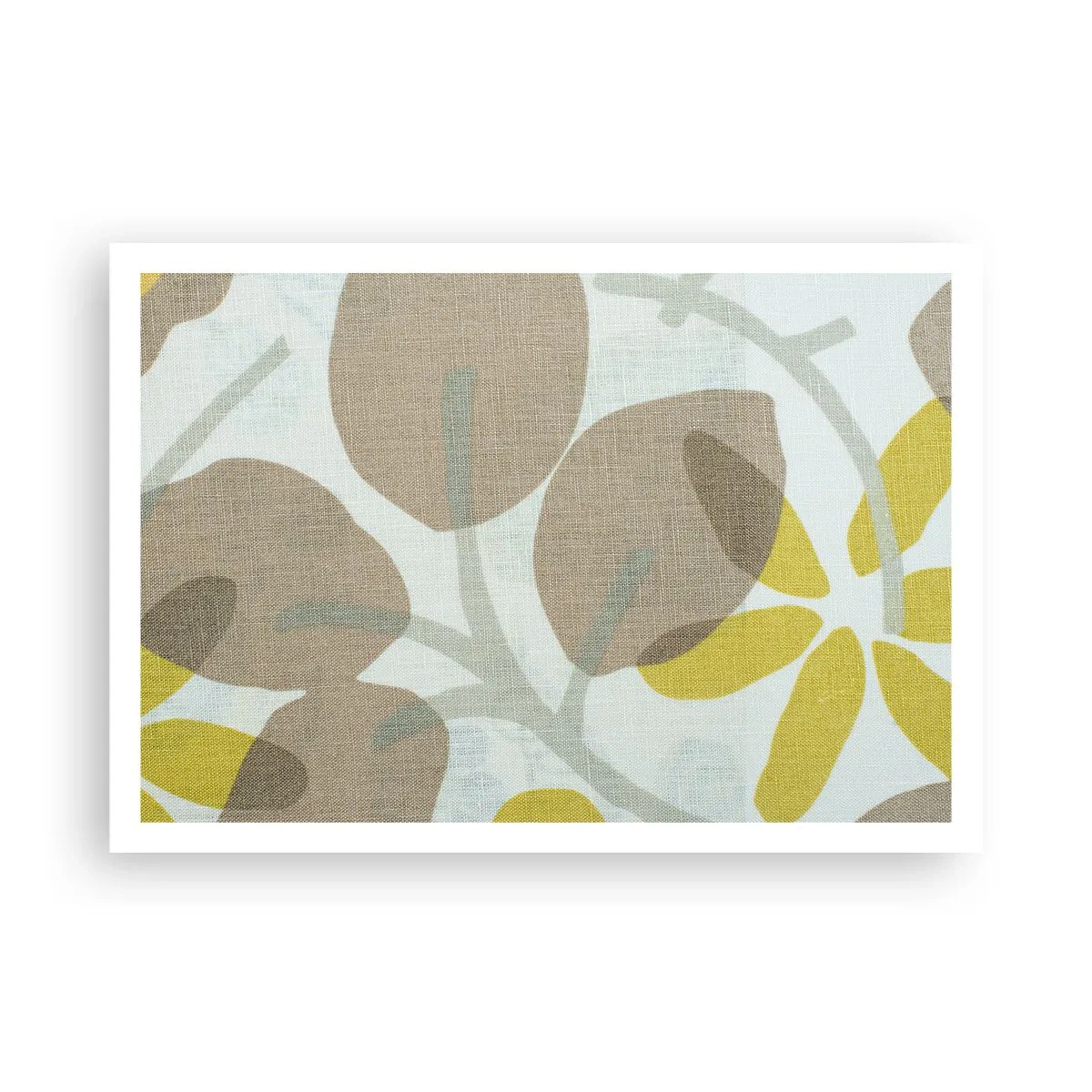 Plakat - Abstrakcyjne liście w odcieniach beżu i żółci - 100x70cm - Kompozycja w pełnym słońcu - Nowoczesna dekoracja ścienna do salonu i sypialni ARTTOR