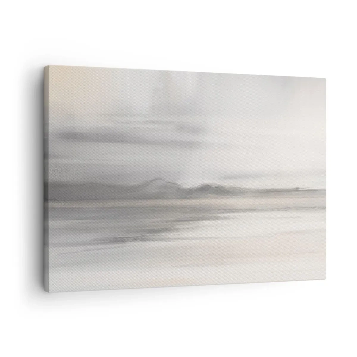 Obraz na płótnie - Subtelny pejzaż w odcieniach szarości i beżu - 70x50cm - Zamyślona dal - Nowoczesna dekoracja ścienna do salonu i sypialni ARTTOR