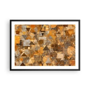 Plakat w czarnej ramie - Abstrakcyjne geometryczne wzory w odcieniach złota - 70x50cm - Świat ujęty w formę - Nowoczesna dekoracja ścienna do salonu i sypialni ARTTOR