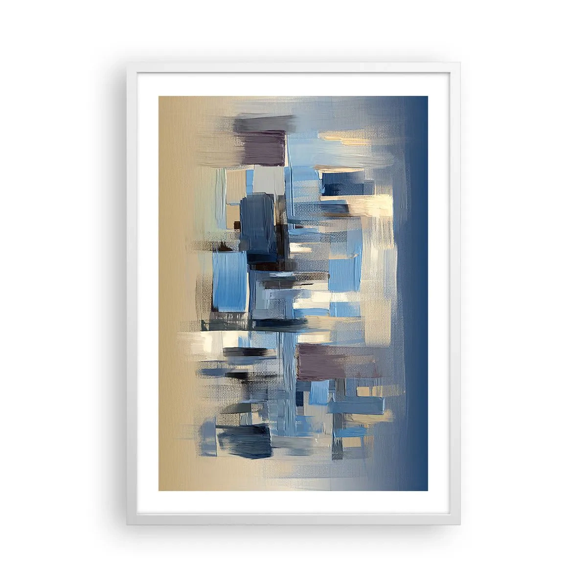 Plakat w białej ramie - Błękitna konstrukcja - 50x70 cm