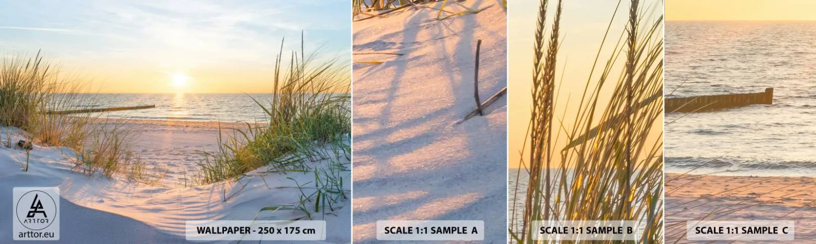 Fototapeta Próbka Samoprzylepna Deluxe Sticker - Morza szum, ptaków śpiew, dzika plaża pośród traw… - Krajobraz, Morze, Wydmy - 100x30 cm