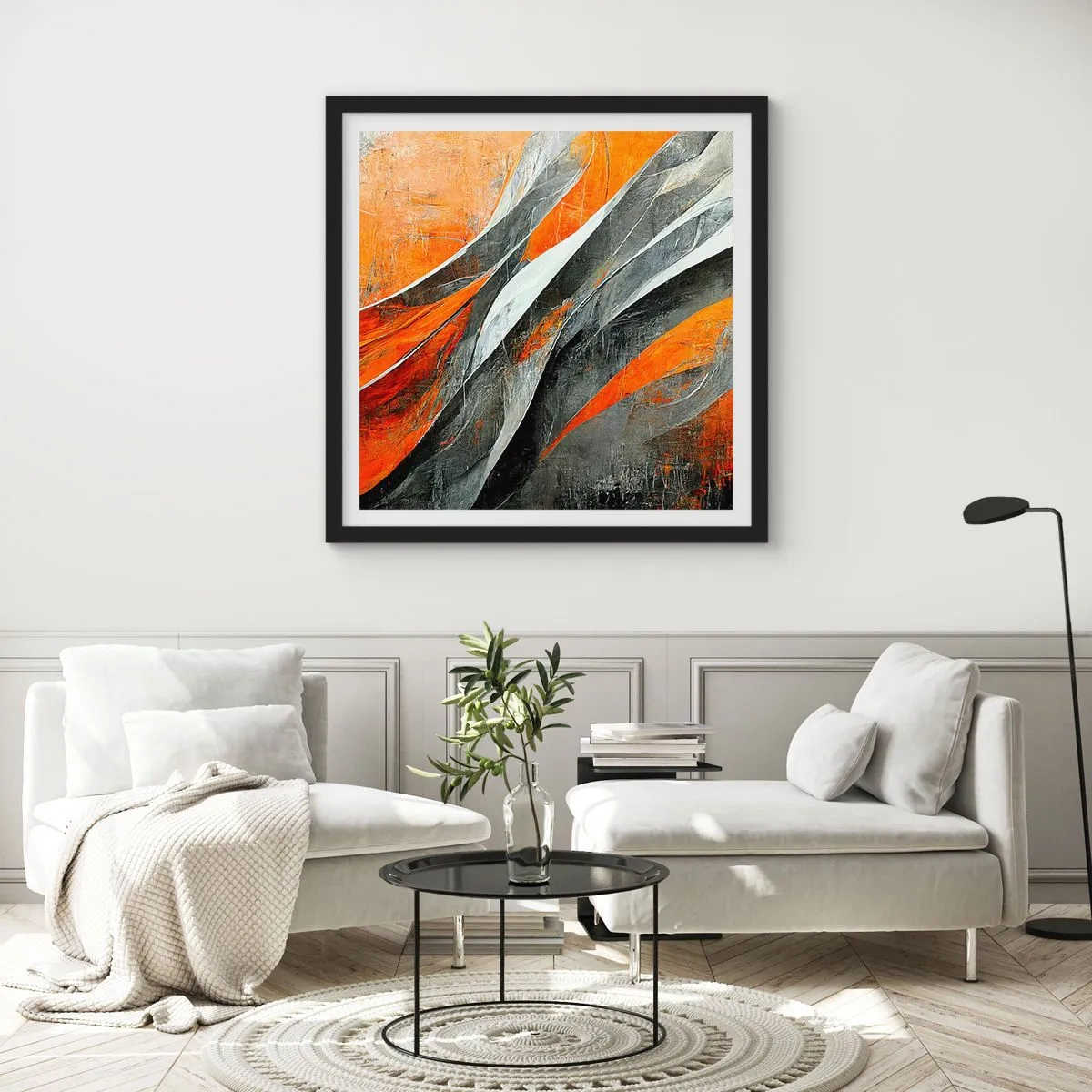 Plakat w czarnej ramie - Żar i chłód - 40x40 cm