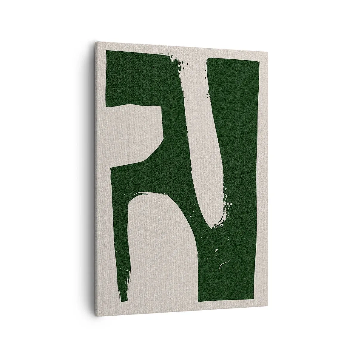 Obraz na płótnie - Minimalistyczna abstrakcja w odcieniach zieleni i beżu z geometrycznymi formami - 50x70cm - Zatoki bieli - Nowoczesna dekoracja ścienna do salonu, kuchni i sypialni ARTTOR