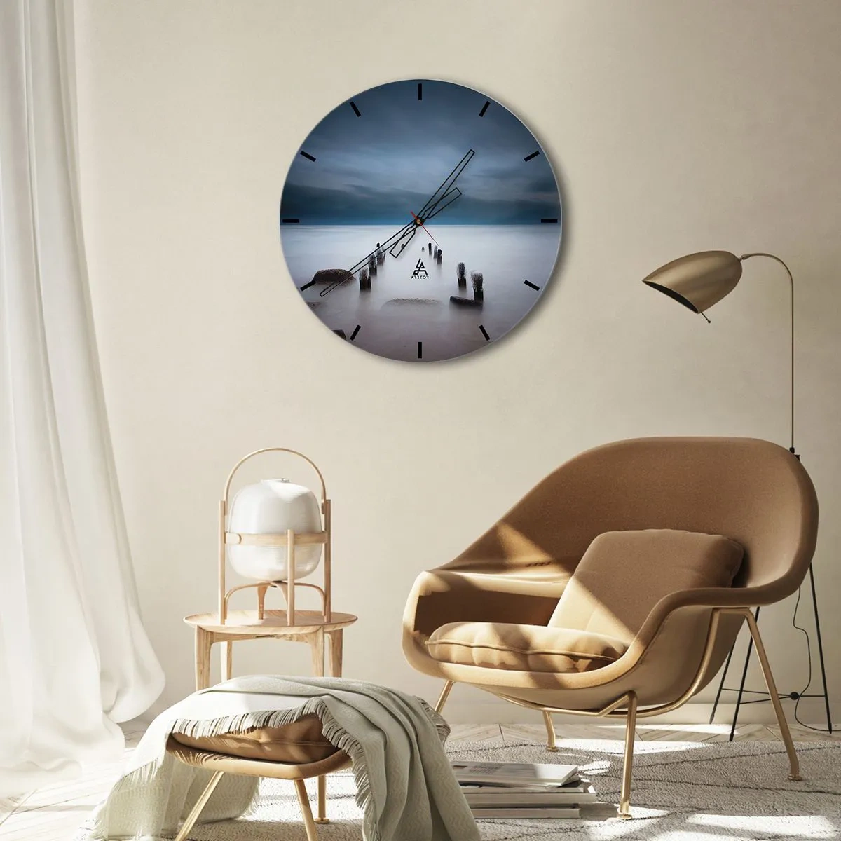 Zegar ścienny - Zamyślone jezioro - 40x40 cm