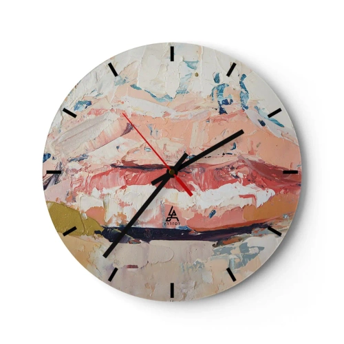 Zegar ścienny - Abstrakcyjna faktura farb w odcieniach beżu i różu - 30x30cm - Budzi zmysły - Nowoczesna dekoracja ścienna do salonu, kuchni i sypialni ARTTOR