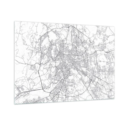 Obraz na szkle - Mapa Rzymu z wyraźnym okrężnym układem dróg - 100x70cm - Rzymski krąg - Nowoczesna dekoracja ścienna do salonu, kuchni i sypialni ARTTOR